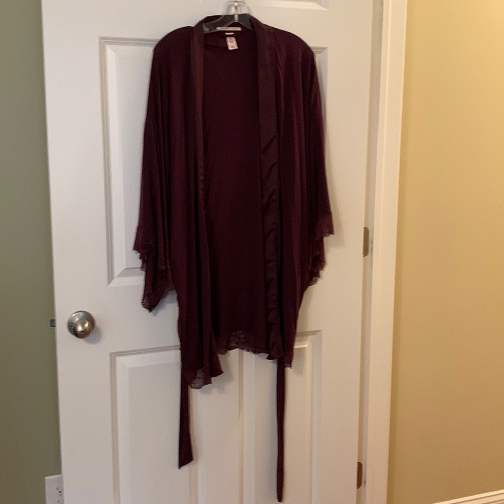 VS kimono robe with lace detail